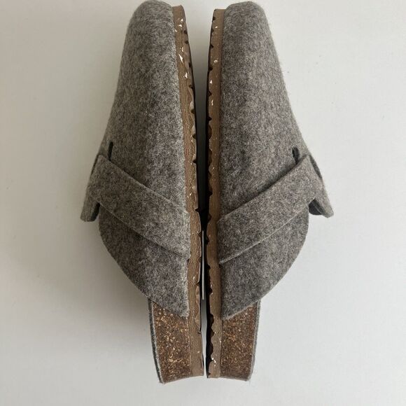 Zara Home Women’s Felt Clogs With Strap Gray Size 10 1202/500 Cork Sole - Picture 7 of 11